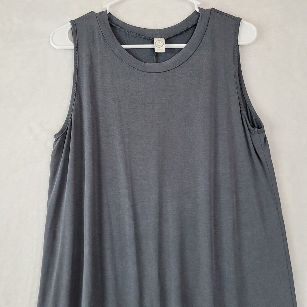 CY Fashion Women's Grey Tshirt Tank Dress Hi Low Lounger Size Large Made In USA
